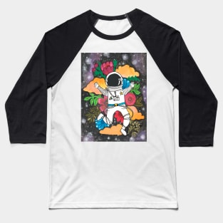 Floral Astronaut floating in outer space Baseball T-Shirt